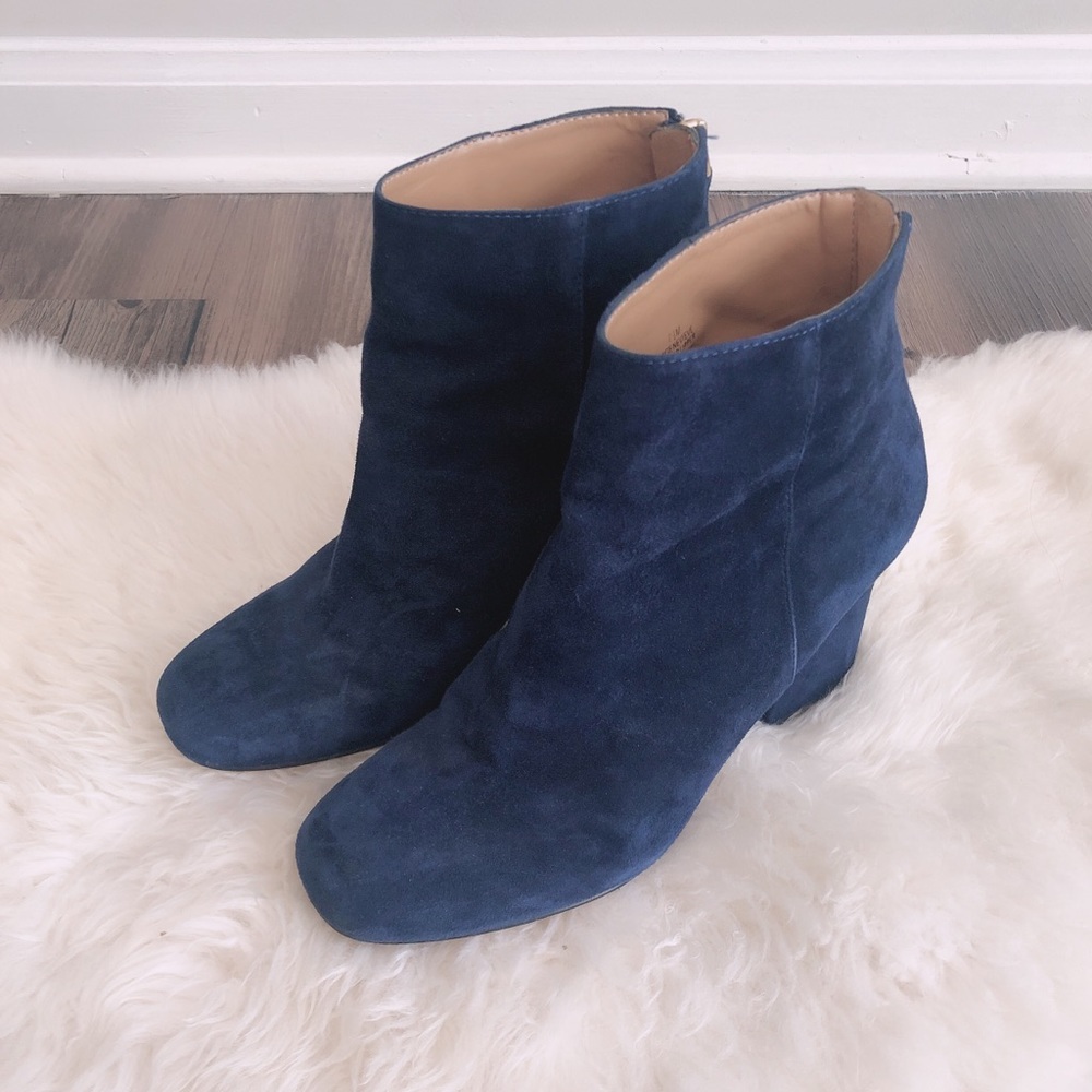 Nine West Navy Suede Heeled Boots